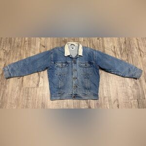 Vintage worn lined blue denim jean jacket country farm rodeo cowboy